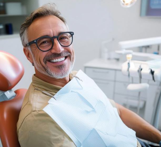 Smiling middle-aged dental patient